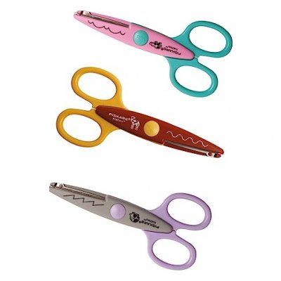 FISKARS  Ciseaux &agrave; cranter enfants - Assortiment, hippo, chameau, h&eacute;ri 