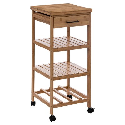 Five - Desserte roulante de cuisine en Bambou H 90 cm - Beige