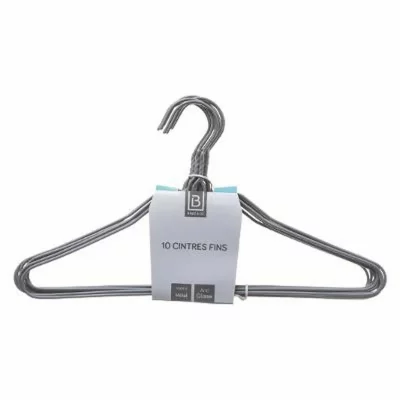 PARIS PRIX FIVE Simply Smart - Lot de 10 Cintres en M&eacute;tal Fin 39cm Gris