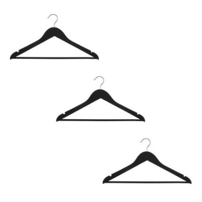 PARIS PRIX FIVE Simply Smart - Lot de 3 Cintres en Bois Anti-D&eacute;rapant 44cm Noir