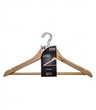 PARIS PRIX FIVE Simply Smart - Lot de 4 Cintres en Bois Leila 45cm Naturel