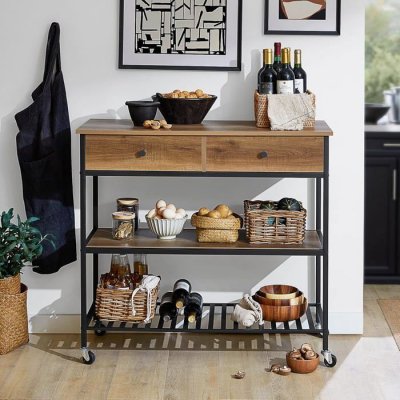 FKW112-PF Desserte Roulante Chariot de Cuisine de 2 &eacute;tages Meuble de Rangement &agrave;