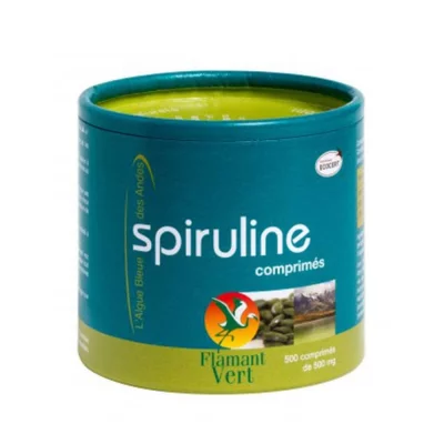 FLAMANT VERT  Spiruline Algue Bleue des Andes 500 Comprim&eacute;s de 500 mg