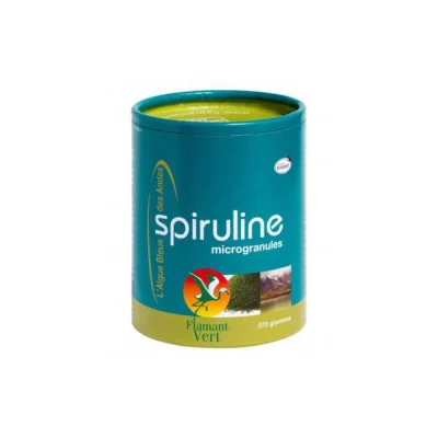 FLAMANT VERT  Spiruline Bio Microgranules 370 Grammes - Pot 370 g