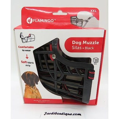 FLAMINGO  - Museli&egrave;re SILAS XXL noir 43 cm 51-70 cm. pour chien.
