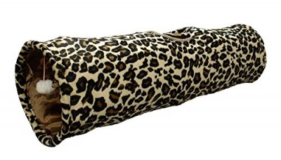 Flamingo Tunnel pour chat - Motif l&eacute;opard - 90 x 25 cm
