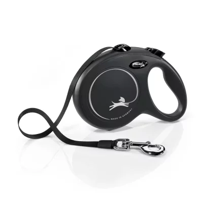 FLEXI  New Classic Laisse sangle - L : 8 m - Noir - Pour chien