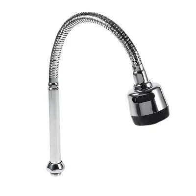 AVIZAR Flexible pour Robinet de Cuisine Rotatif 360&deg; Double Jet 48 cm Noir/Argent