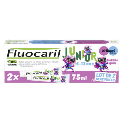 FLUOCARIL  Junior 6-12 ans Dentifrice Gel Bubble Lot de 2 x 75ml