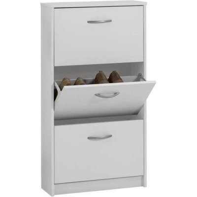 FMD Armoire &agrave; chaussures 3 compartiments inclinables Blanc
