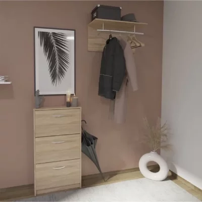 FMD - Porte-manteau mural 72x29,3x34,5 cm Ch&ecirc;ne Brun