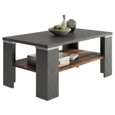 FMD Table basse avec &eacute;tag&egrave;re Gris Matera et style ancien 437006