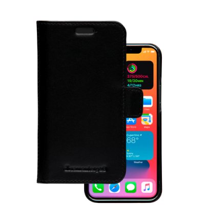 DBRAMANTE1928 Folio 2 en 1 iPhone 12 mini Lynge en Cuir Noir  - Neuf