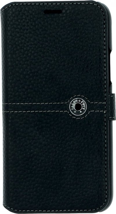 FACONNABLE Folio Sellier Bouton laqu&eacute; Noir pour iPhone 11 Pro  - Neuf