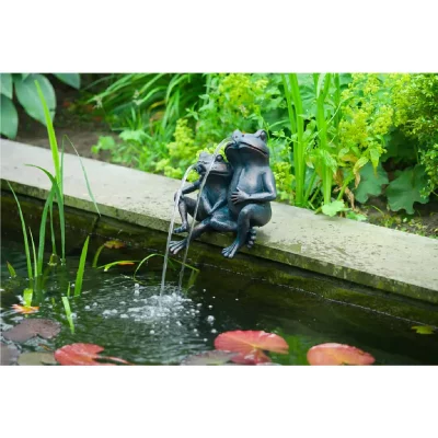 UBBINK Fontaine de jardin 2 grenouilles 22 cm 1386074  Brun