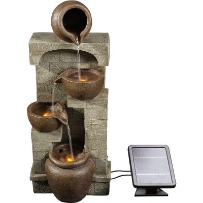 TEAMSON HOME Fontaine de jardin avec batterie LED, , Brun, 31 X 26 X 72