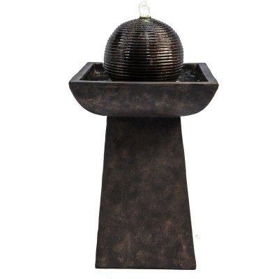 TEAMSON HOME Fontaine de jardin cascade ext&eacute;rieur chute d'eau lumi&egrave;re LED et pompe charbon gris fonc&eacute; VFD8410-EU