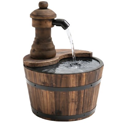 OUTSUNNY Fontaine de jardin tonneau pompe incluse