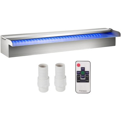VEVOR Fontaine de Piscine Etang En Acier Inox Avec 2 Conduits d'Eau Argent 60x11.5x8cm