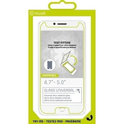 MUVIT For change verre trempe avec decoupe bouton: mobiles 4.7""- 5.0