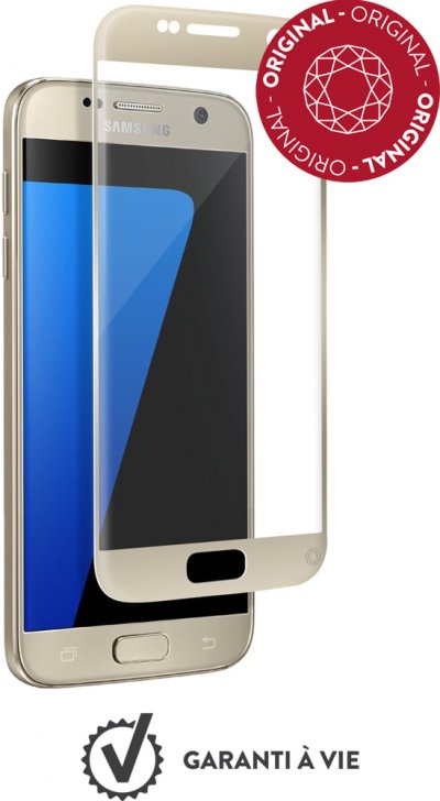 BIGBEN CONNECTED Force Glass Prot&egrave;ge-&eacute;cran en Verre tremp&eacute; pour Samsung Galaxy S7 Contour Dor&eacute;