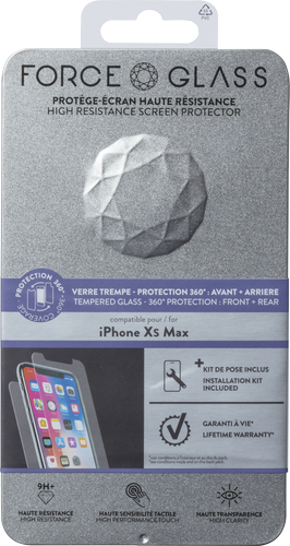 BIGBEN CONNECTED Force Glass Verre Tremp&eacute; Avant et Arri&egrave;re pour iPhone XS Max