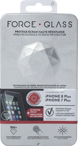 BIGBEN CONNECTED Forceglass Film de protection d'&eacute;cran en verre tremp&eacute; incurv&eacute; pour iPhone7 Plus/8 Plus