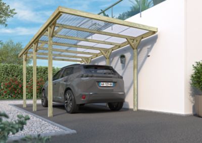 CERLAND Forest Style Carport Bois 1 Voiture Jean - 14,2 m&sup2;
