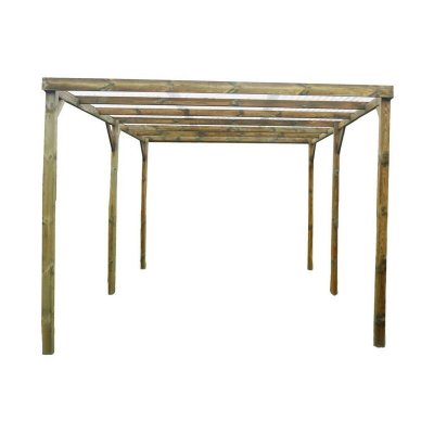 HABRITA Foresta Carport bois autoclav&eacute; 14.91m&sup2;, toit plat avec t&ocirc;le PVC
