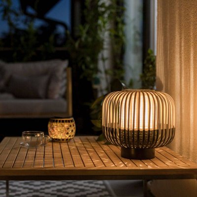 FORESTIER  Bamboo Light S lampe &agrave; poser 24&nbsp;cm noire