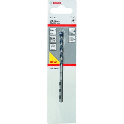 BOSCH Forets &agrave;&nbsp; B&eacute;ton Cyl-5 (5.5X50X100) 5 Unit&eacute;s