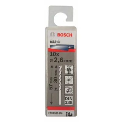 BOSCH Forets &agrave;&nbsp; M&eacute;taux Hss-G Standard, Din 338 (2,6 X 30 X 57 Mm)