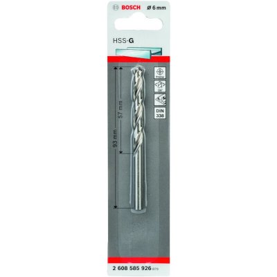 BOSCH Forets &agrave;&nbsp; M&eacute;taux Hss-G Standard, Din 338 (6 X 57 X 93 Mm) 10 Unit&eacute;s