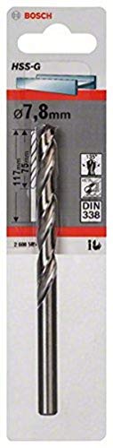 BOSCH Forets &agrave;&nbsp; M&eacute;taux Hss-G Standard, Din 338 (7,8 X 75 X 117 Mm) 5 Unit&eacute;s