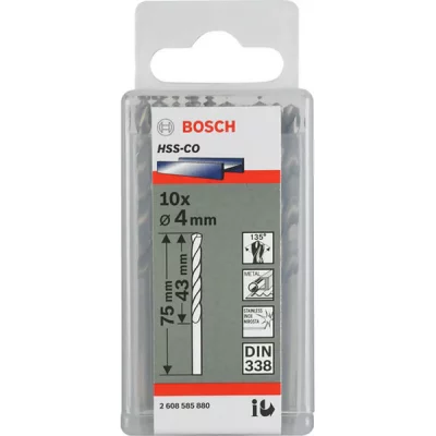 BOSCH Forets &agrave; m&eacute;taux rectifi&eacute;s HSSCo standard, DIN 338 3,2 x 36 x 65 mm 10pc
