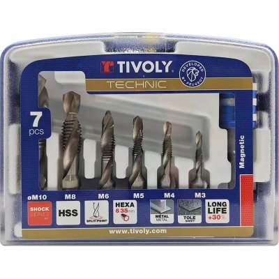 TIVOLY Forets taraudeurs HSS  queue hexa M3 &agrave; M10 Coffret de 6 pi&egrave;ces