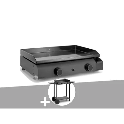 FORGE ADOUR  - Plancha gaz Base 60 acier avec chariot Noir