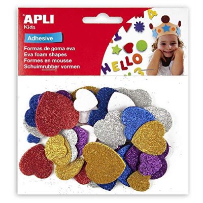 GENERIQUE Formes adh&eacute;sives Coeurs paillet&eacute;s en Feuille de mousse - 50 pcs - Apli Kids - couleur variant