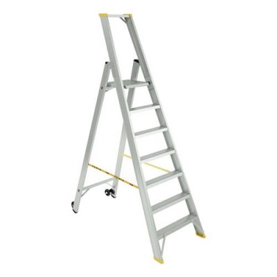 ALVE DESIGN Forte Escabeau en aluminium avec roulettes 7 marches - 7 marches