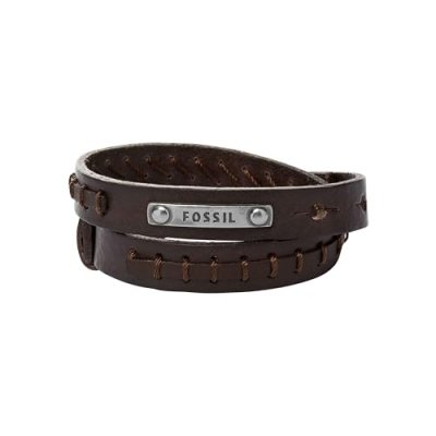 FOSSIL  Bracelet Double en Cuir Brun pour Homme, JF87354040