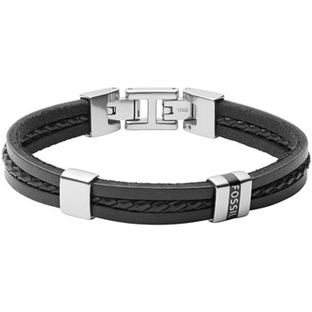 FOSSIL  Bracelet multi-rangs Leather Essentials en Cuir Noir