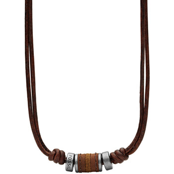 FOSSIL  collier en acier inoxydable et cuir pour homme