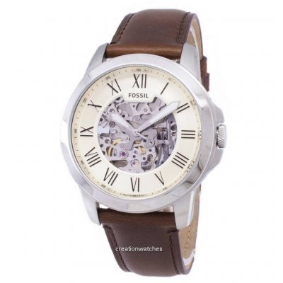 FOSSIL  Grant Automatic avec Bracelet en Cuir Marron pour Homme ME3099