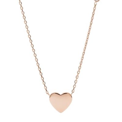 FOSSIL  Women Collier C&oelig;ur En Acier Inoxydable Dor&eacute; Rose - One size