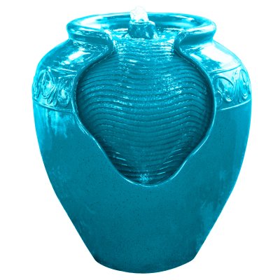 TEAMSON HOME Fountaine De Plancher De Pot Glac&eacute; En Ext&eacute;rieur De La Maison En Plein Air Avec Lumi&egrave;re Led Sarcelle