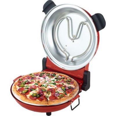 SIRGE Four &agrave; pizza &eacute;lectrique  Osolemio - 1200 W - 400&deg;C - Rouge - Pierre r&eacute;fractaire noire