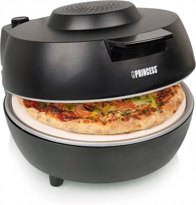 PRINCESS Four &agrave; pizza noir 1200 W avec pierre &agrave; cuire