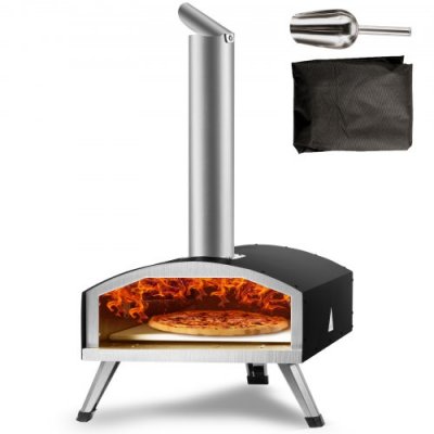 VEVOR Four &agrave; Pizza Portable - - Four &agrave; Bois et Charbon de Bois Ext&eacute;rieur 305 mm BBQ