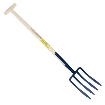 OUTILS PERRIN Fourche &agrave; b&ecirc;cher &agrave; soie 4 dents spatul&eacute;e manche b&eacute;quille