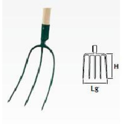 LEBORGNE Fourche &agrave; foin 3 dents  30 cm manche bois